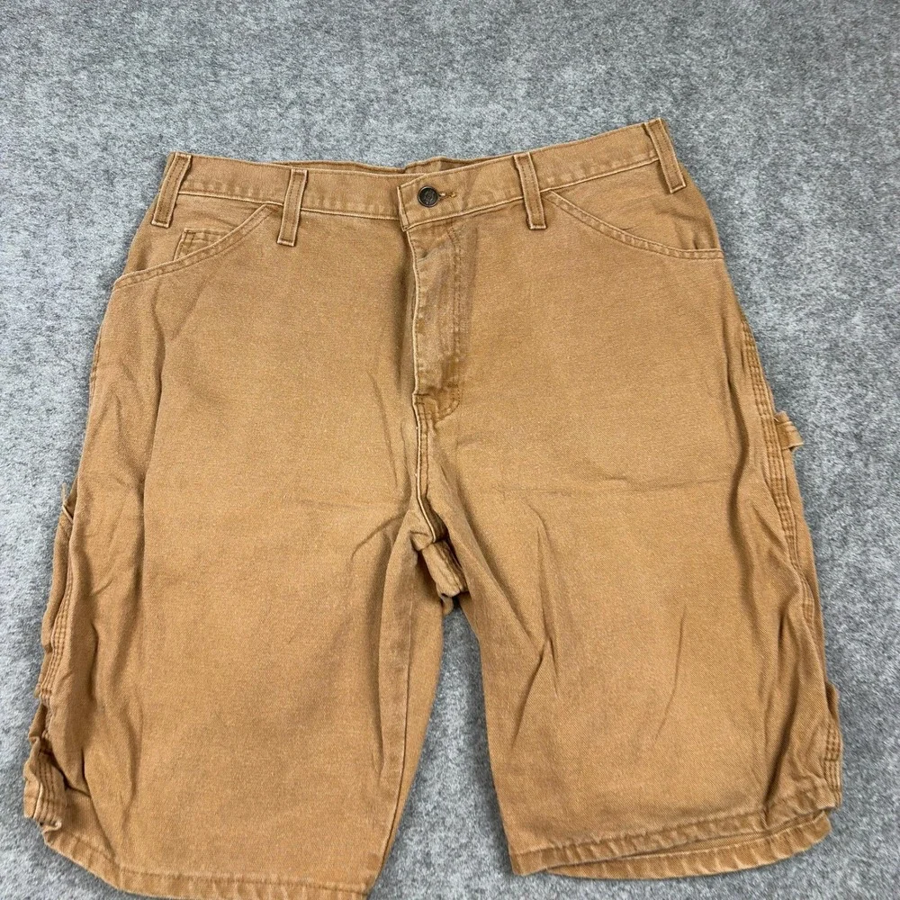 Dickies Carpenter Shorts Mens 34 Brown Duck Canvas Utility Workwear Outdoors